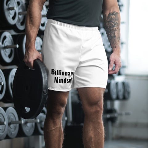 ( Billionaire Mindset ) Men's White Athletic Long Shorts