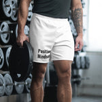 ( Positive Mindset ) Men's White Athletic Long Shorts